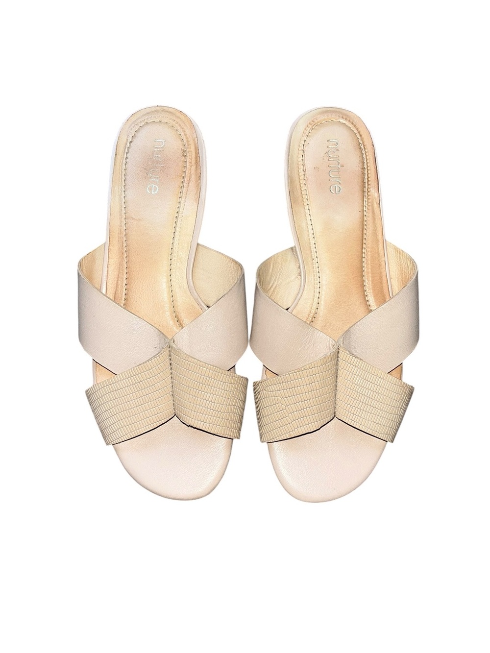 Nurture Natalia Slide Sandals Leather Straps Leather Lining Slip On Size 6 M